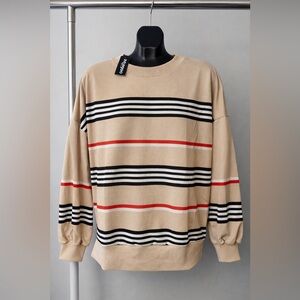 Women’s Crewneck Sweatshirt | Size Small | Striped Pullover